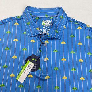 Tailorbyrd Men's Performance Golf Polo Shirt Blue Striped Stretch Size M 2XL